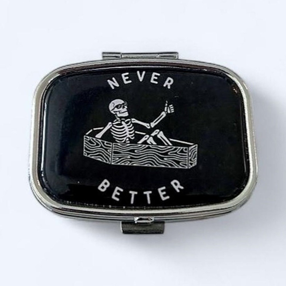 Vintage Never Better Pill Case/ Pocket Mirror
